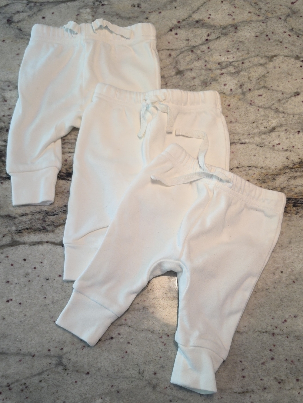 Owlivia Newborn Soft White Baby Jogger Pants - Pack of 3